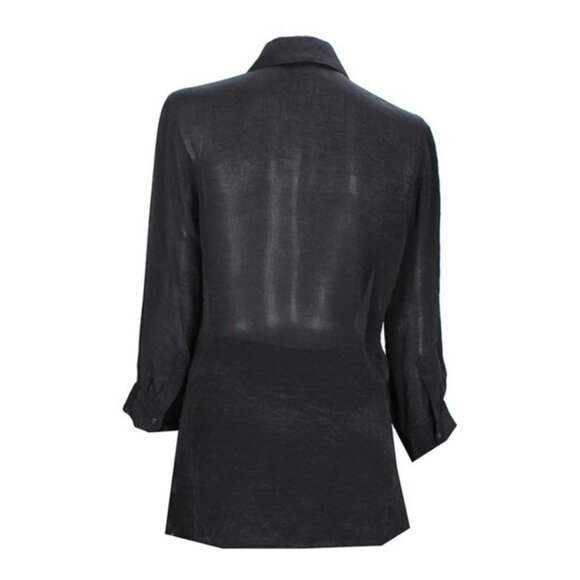 Alfani black button down 3/4 sleeve blouse size XL - Picture 2 of 3